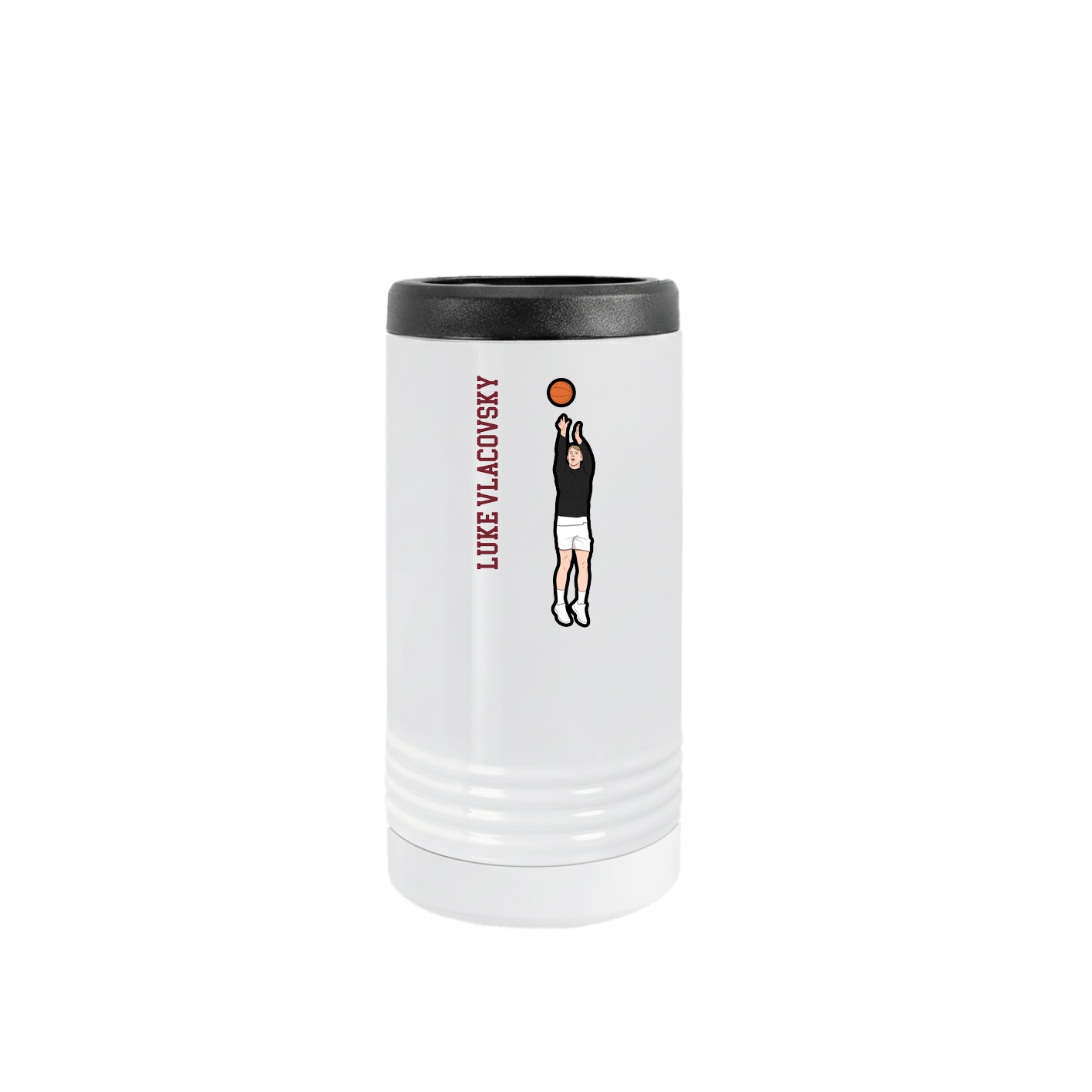 Slim Beverage Holder — Name Vertical in White