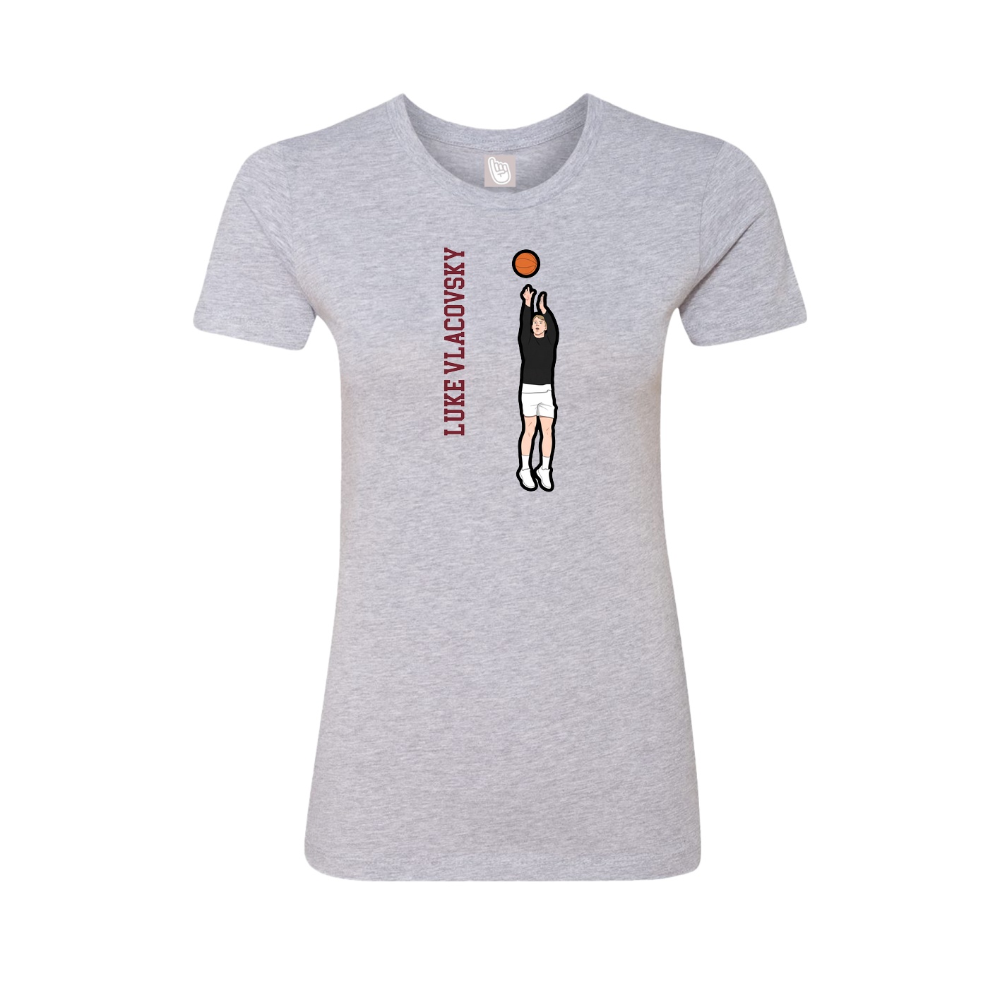 Fitted Women's Tee — Name Vertical in Grey