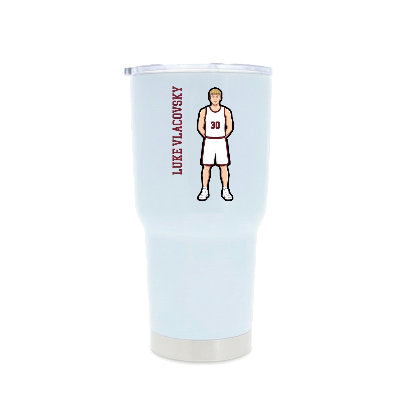 30oz Stainless Steel Tumbler — Name Vertical in White