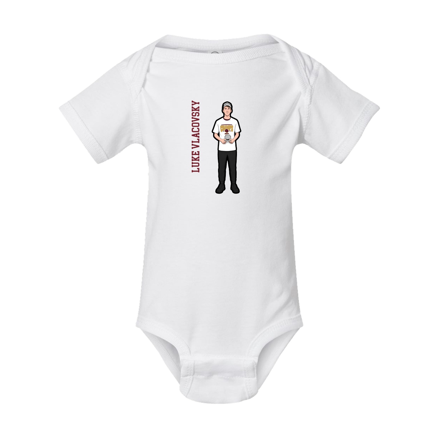 Baby Onesie — Name Vertical in White