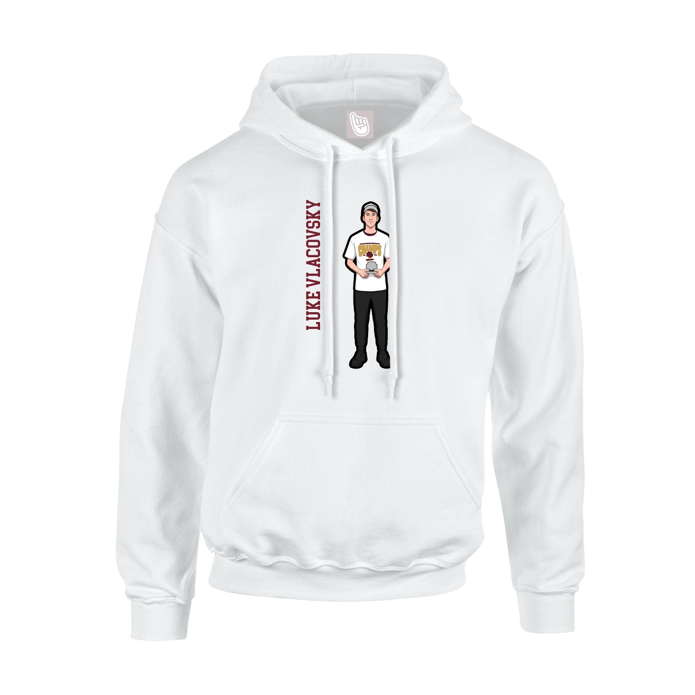 Youth Hoodie — Name Vertical in White