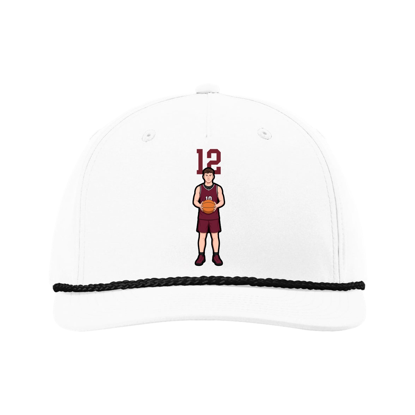 Five-Panel Classic Rope Cap — Number Top in White