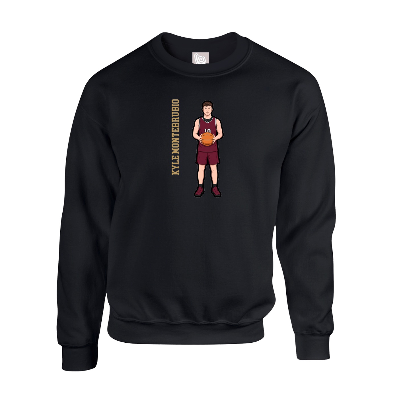Fleece Crew — Name Vertical in Black