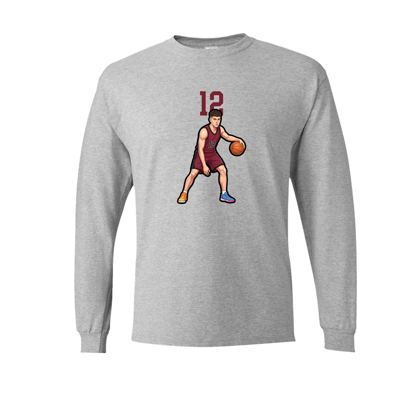 Long Sleeve Tee — Number Top in Grey