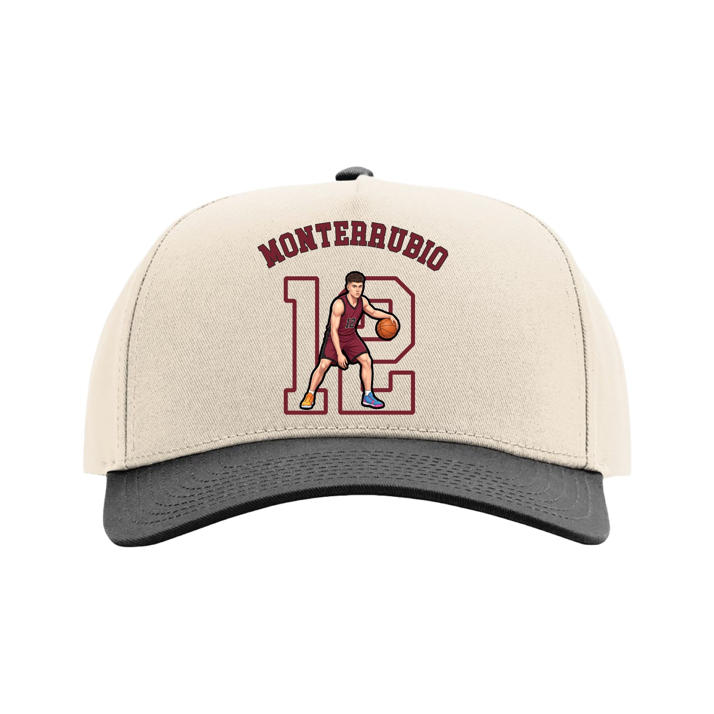 Full Fabric Five-Panel Champ Cap — Shirsey Arch in Cream/Black