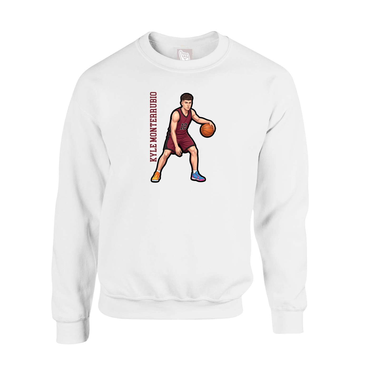 Fleece Crew — Name Vertical in White