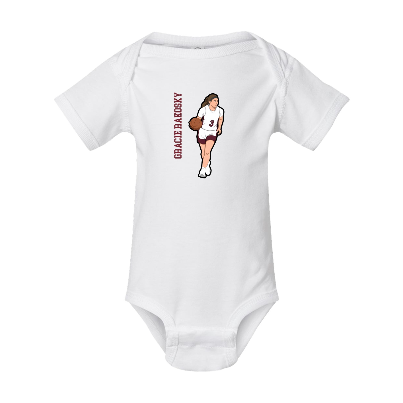 Baby Onesie — Name Vertical in White