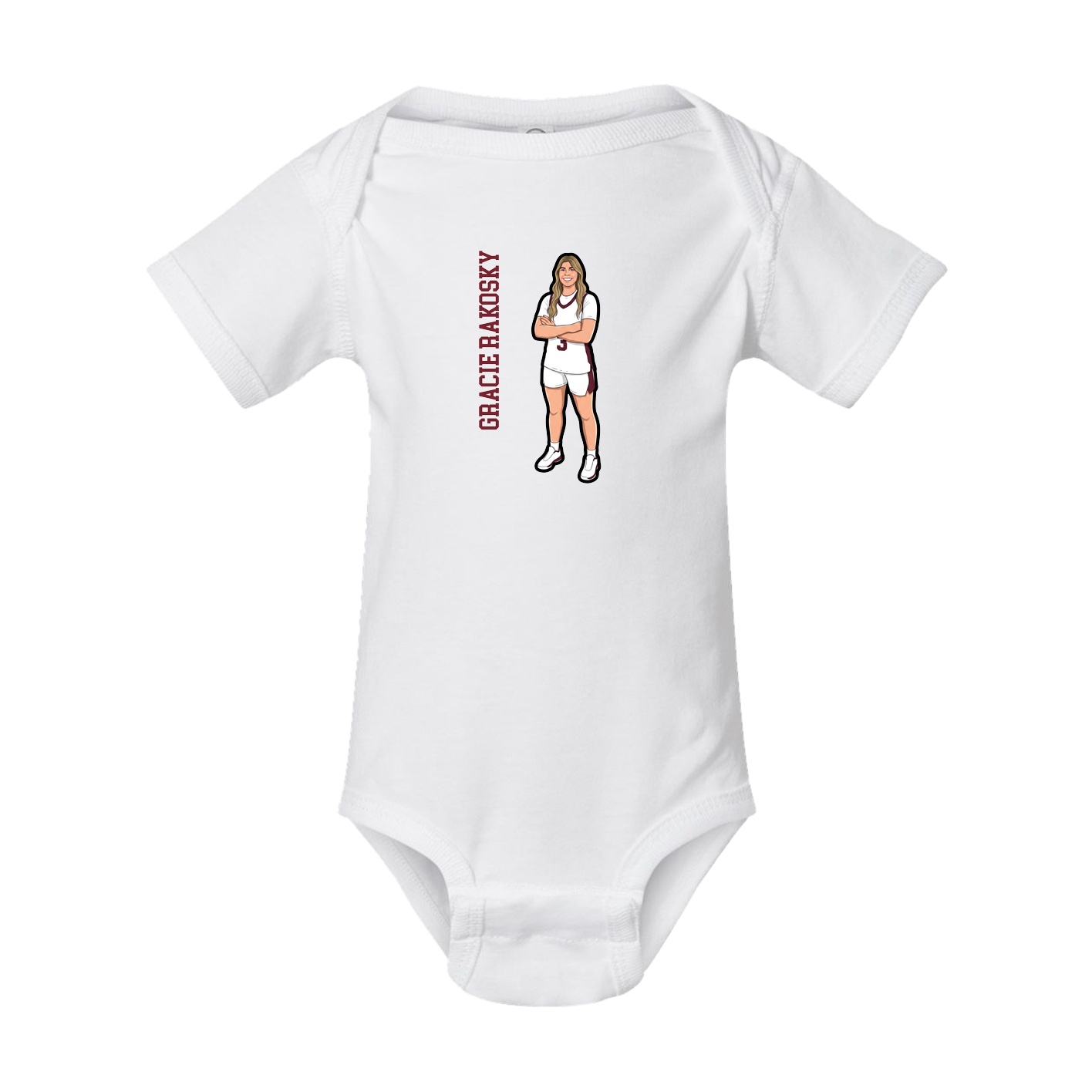 Baby Onesie — Name Vertical in White