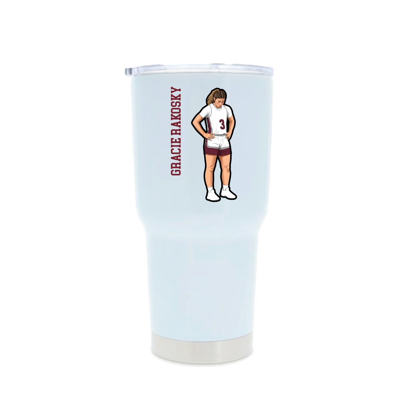30oz Stainless Steel Tumbler — Name Vertical in White