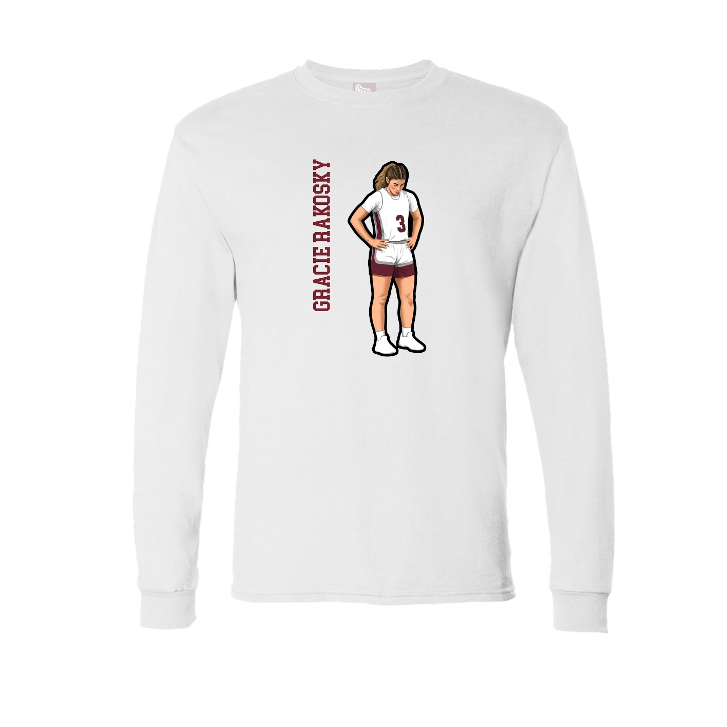 Long Sleeve Tee — Name Vertical in White