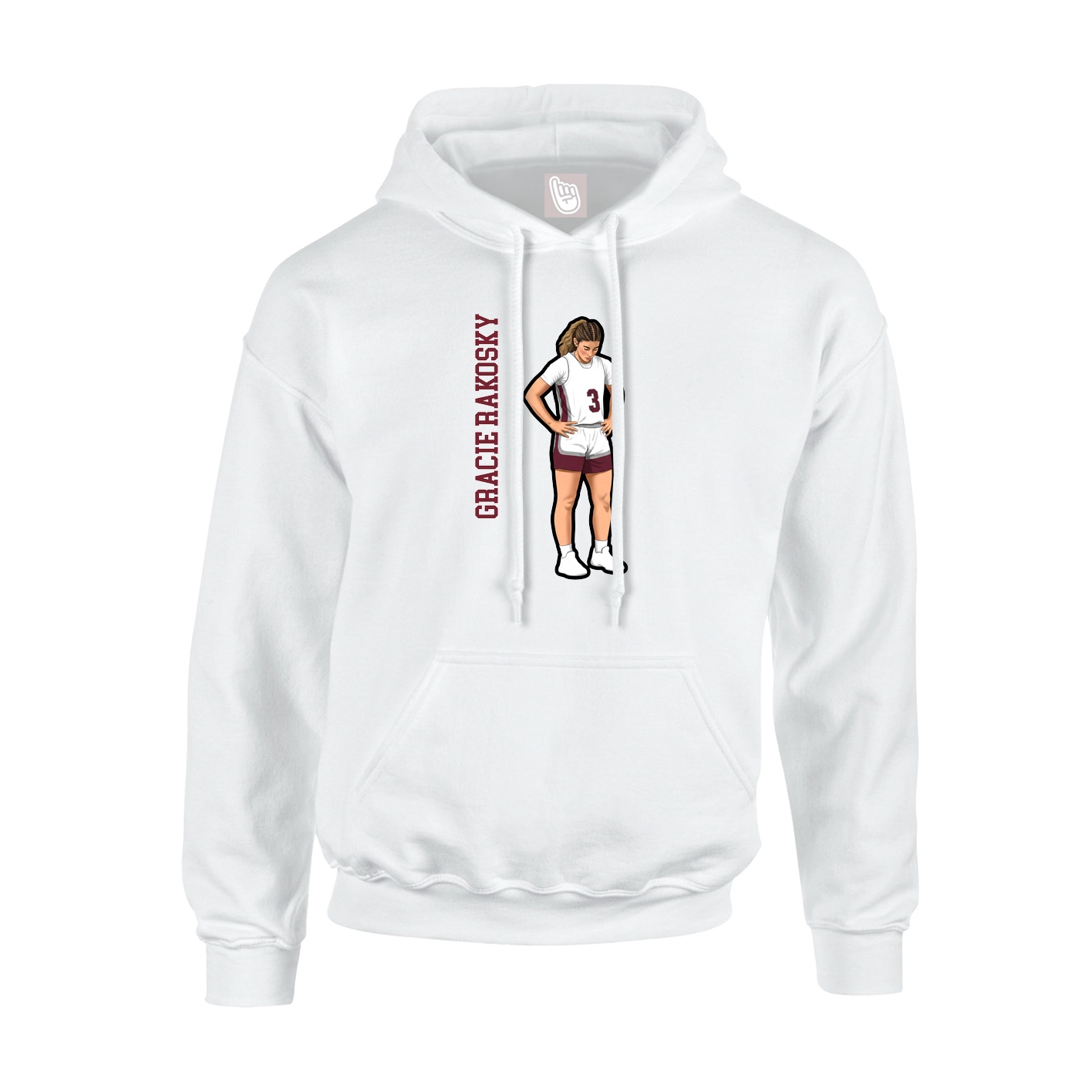 Youth Hoodie — Name Vertical in White