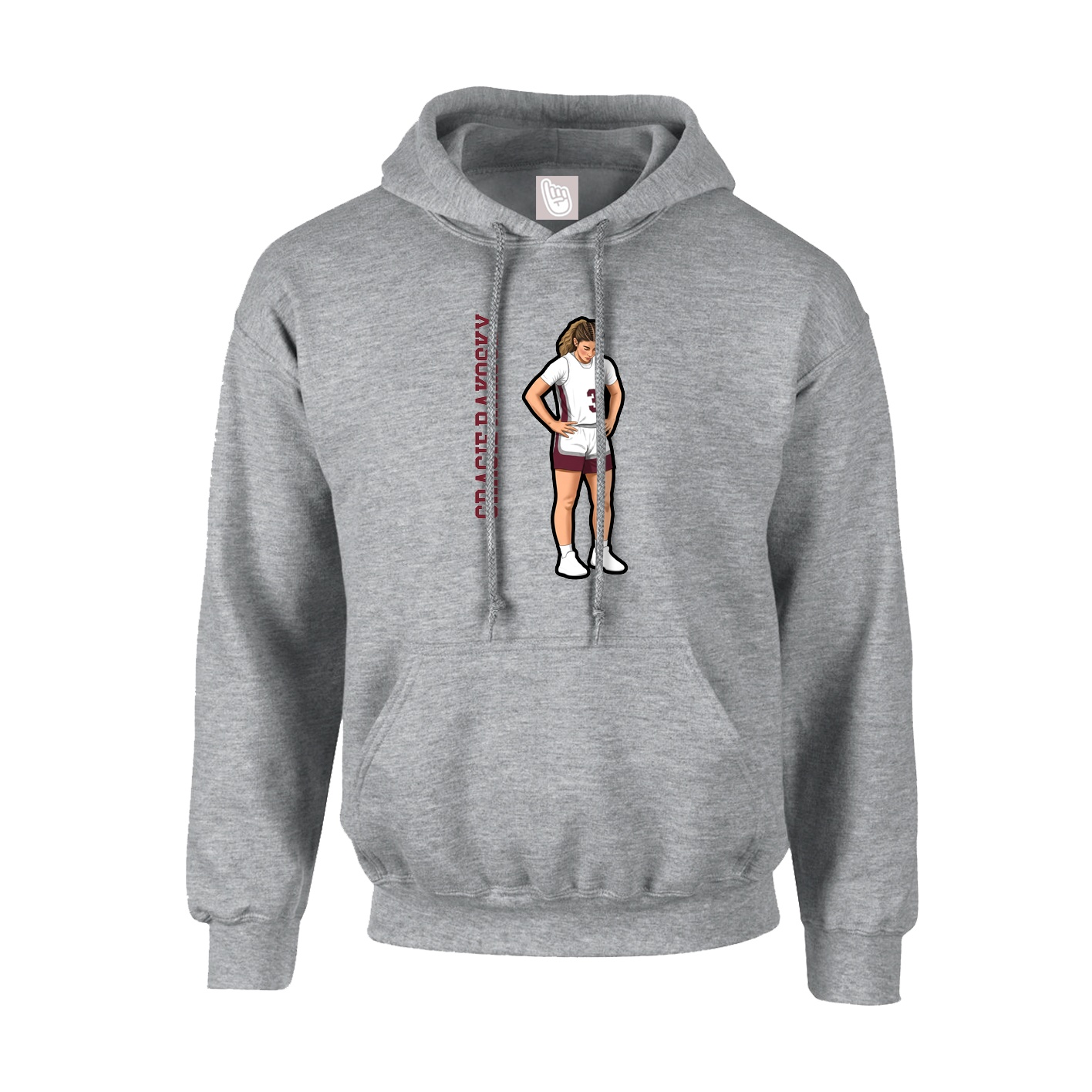 Youth Hoodie — Name Vertical in Grey