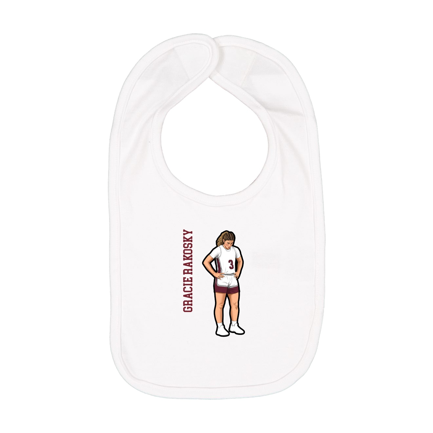 Infant Bib — Name Vertical in White