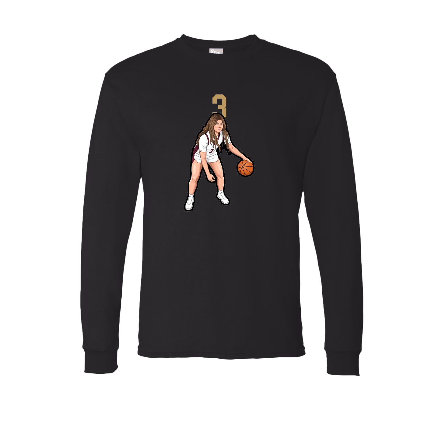 Long Sleeve Tee — Number Top in Black