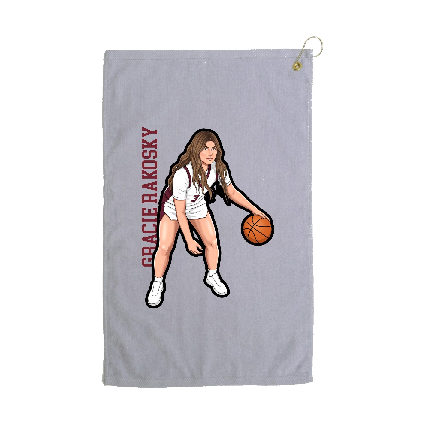 Golf Towel — Name Vertical in Grey