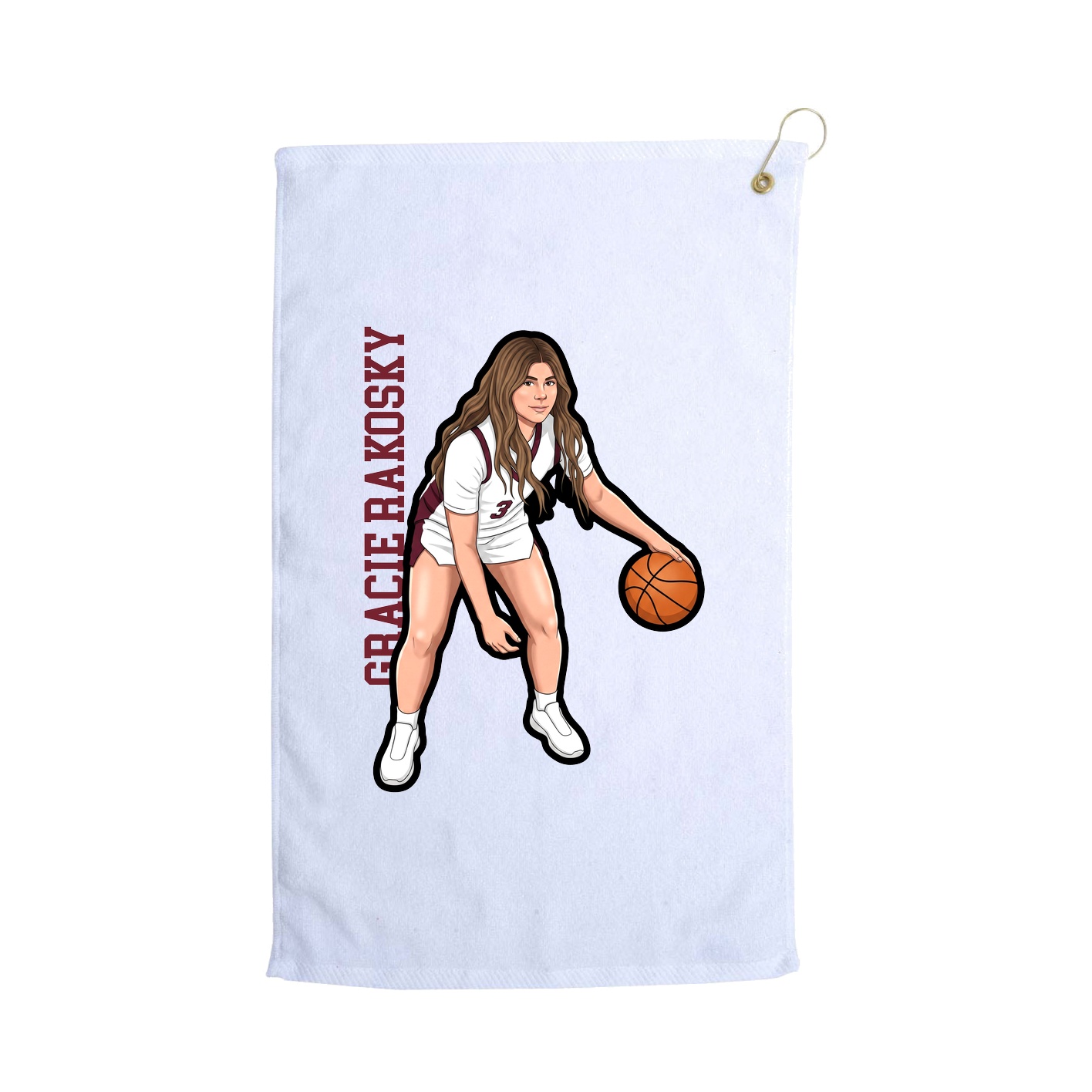 Golf Towel — Name Vertical in White