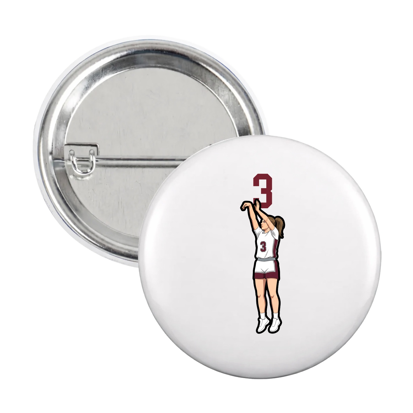 Game Day Button — Number Top in White