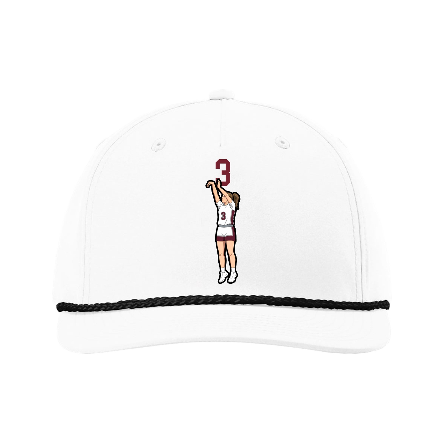 Five-Panel Classic Rope Cap — Number Top in White