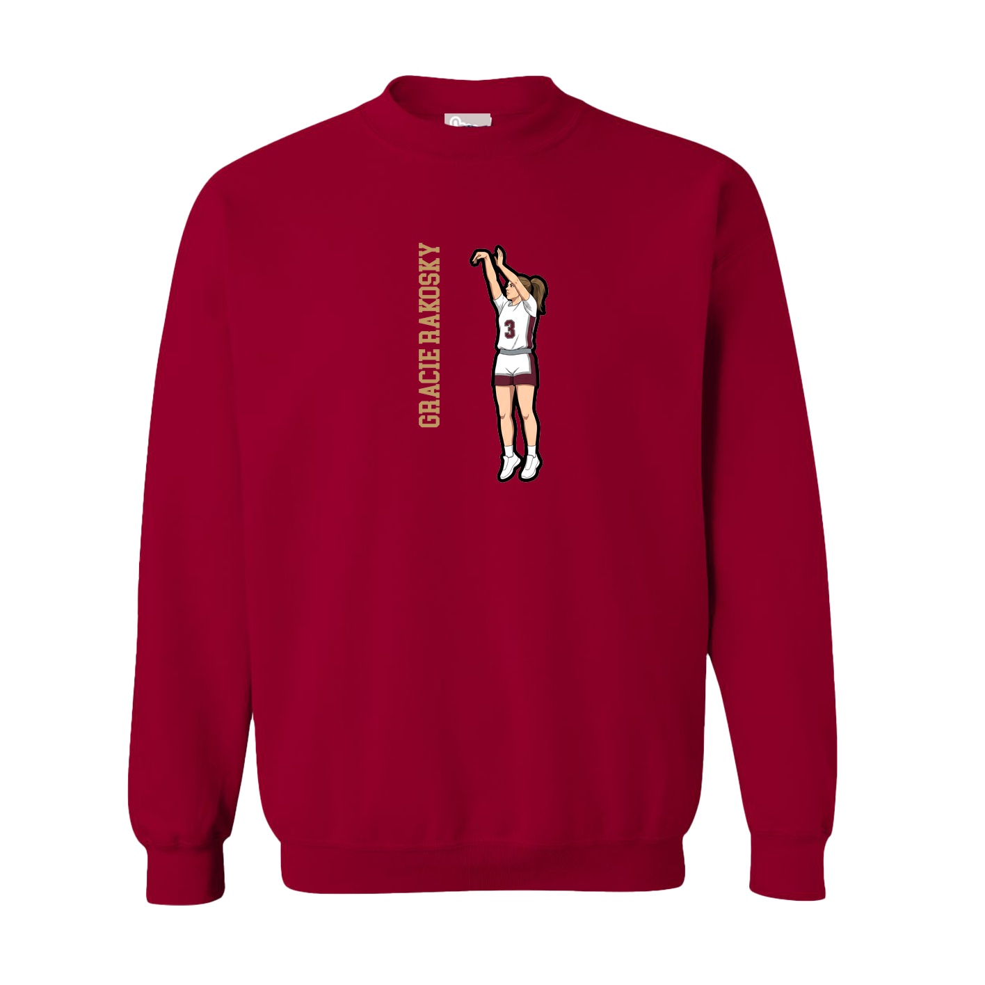 Fleece Crew — Name Vertical in Cardinal