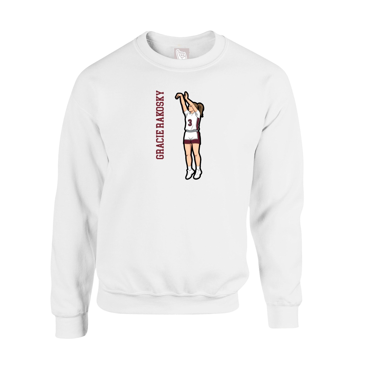 Fleece Crew — Name Vertical in White