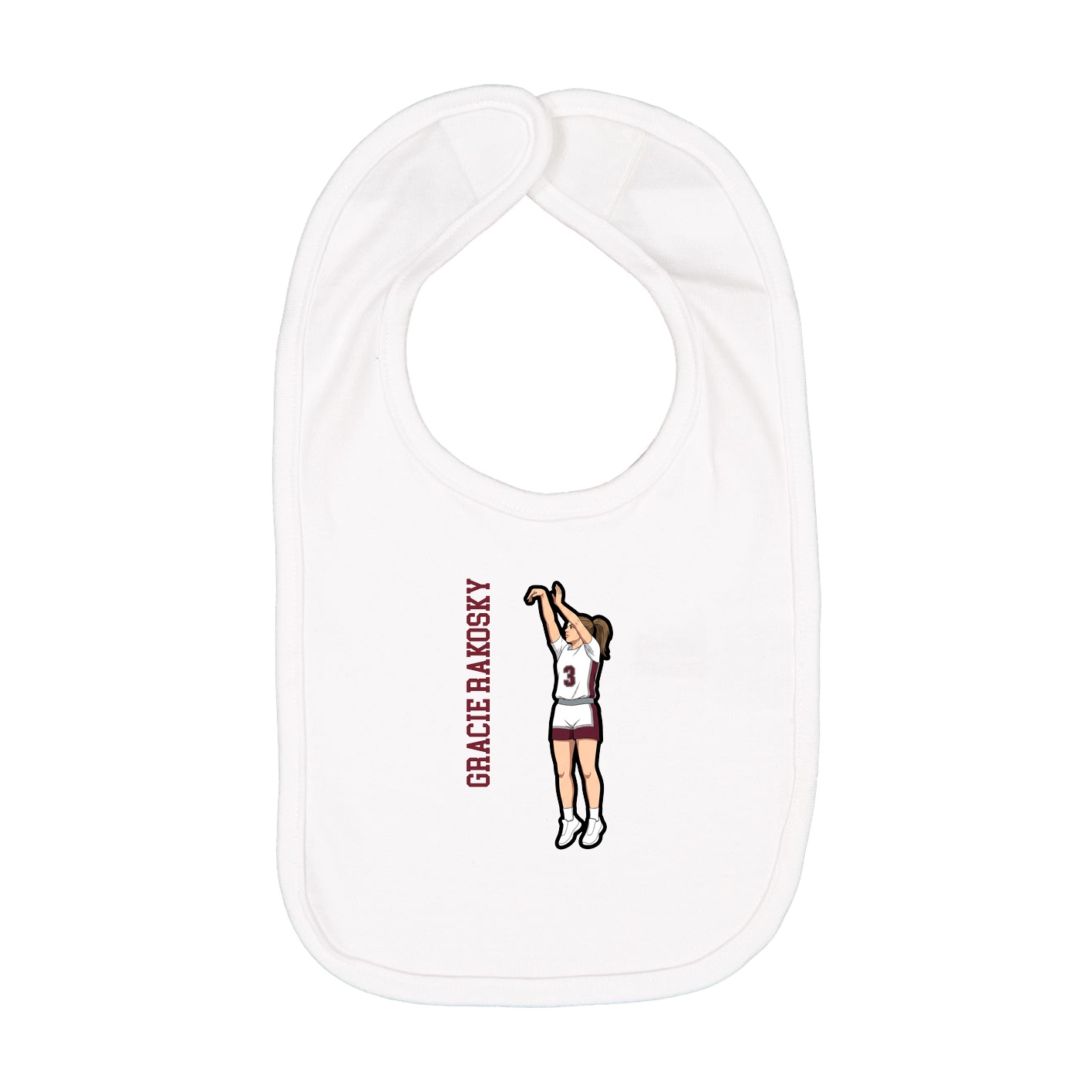 Infant Bib — Name Vertical in White