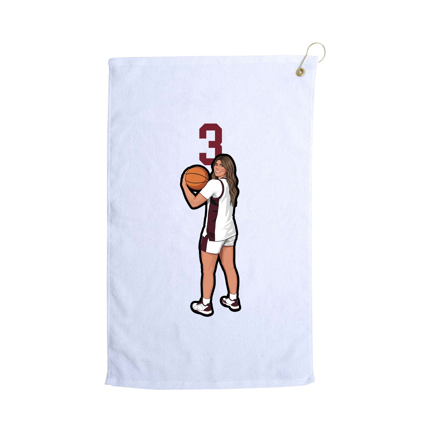 Golf Towel — Number Top in White