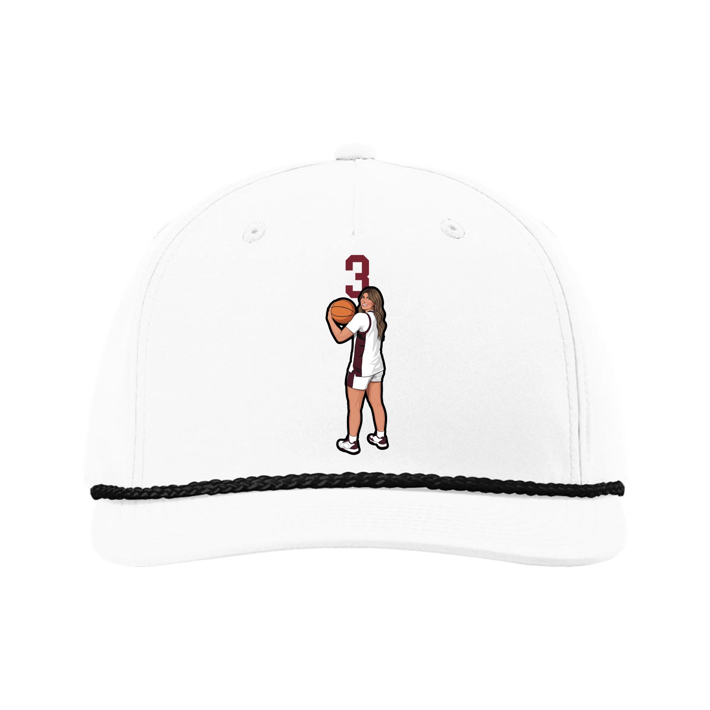 Five-Panel Classic Rope Cap — Number Top in White