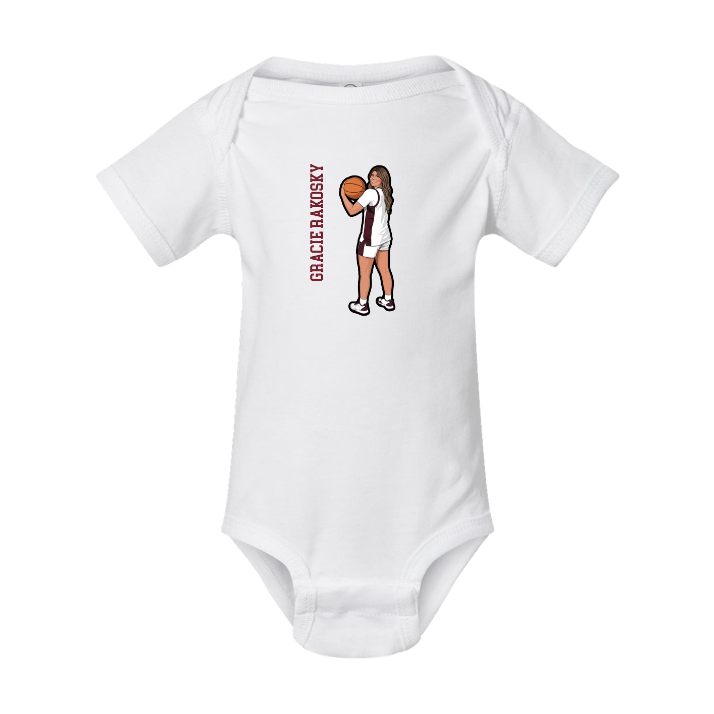 Baby Onesie — Name Vertical in White