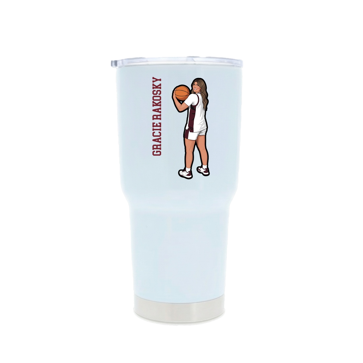 30oz Stainless Steel Tumbler — Name Vertical in White