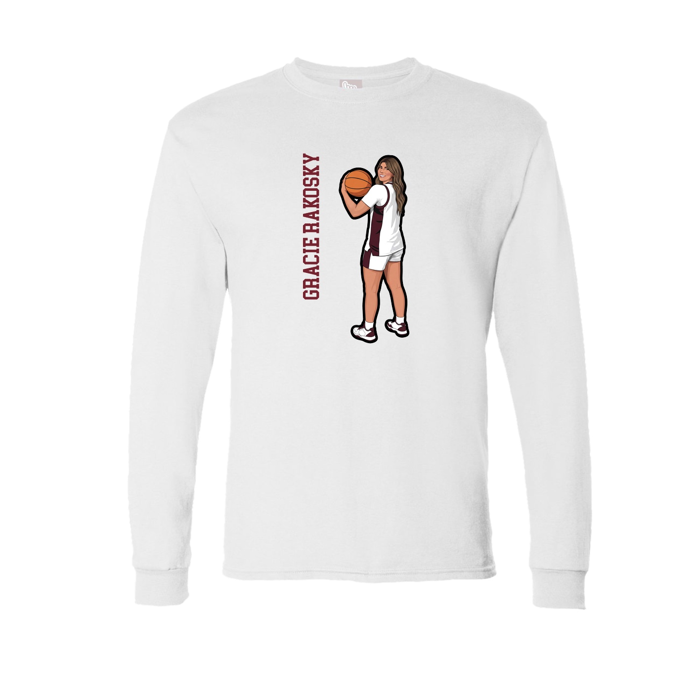 Long Sleeve Tee — Name Vertical in White