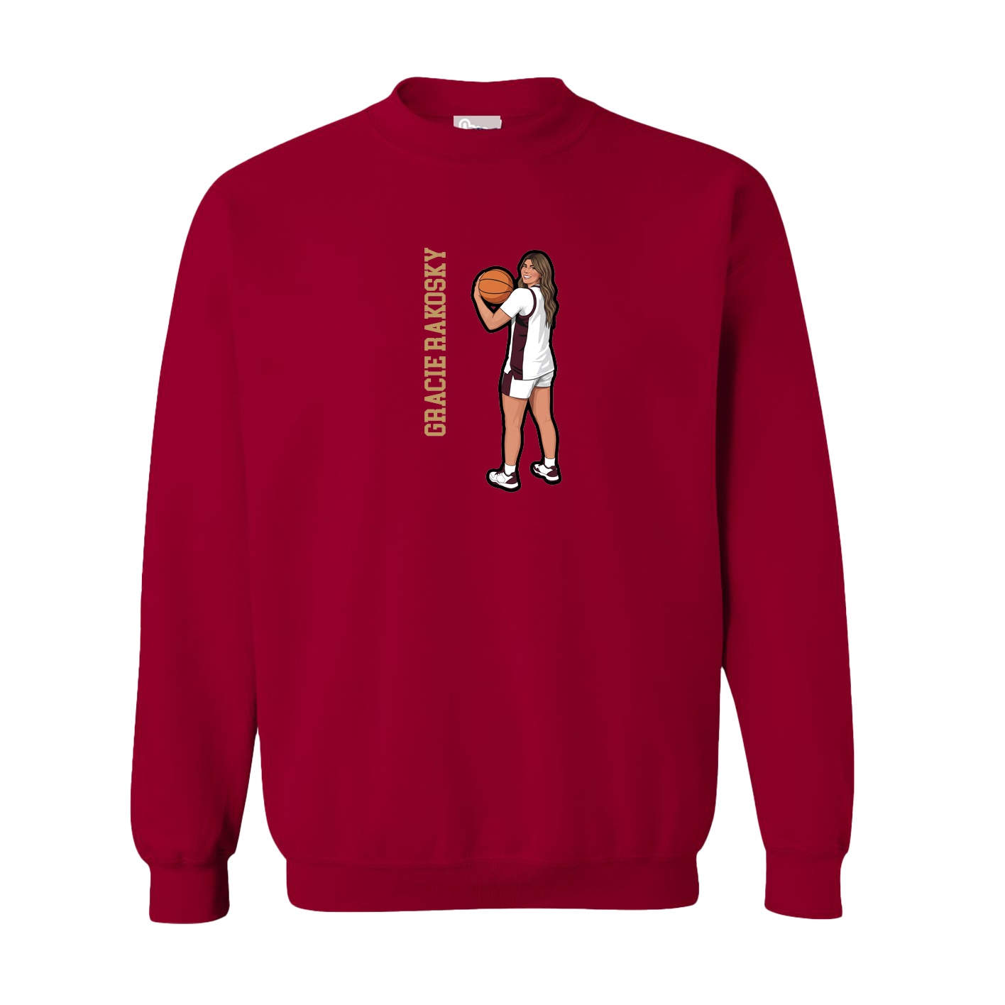 Fleece Crew — Name Vertical in Cardinal