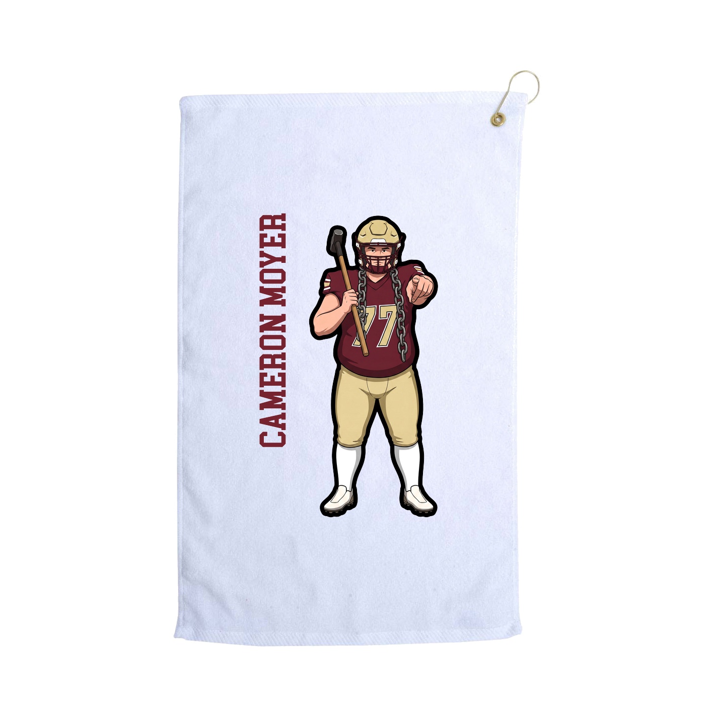 Golf Towel — Name Vertical in White