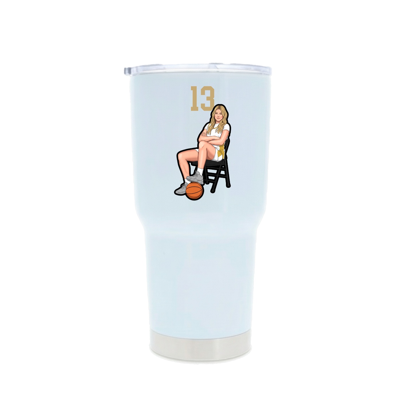 30oz Stainless Steel Tumbler — Number Top in White