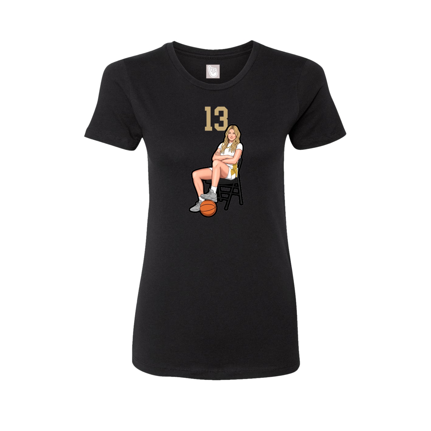 Fitted Women's Tee — Number Top in Black