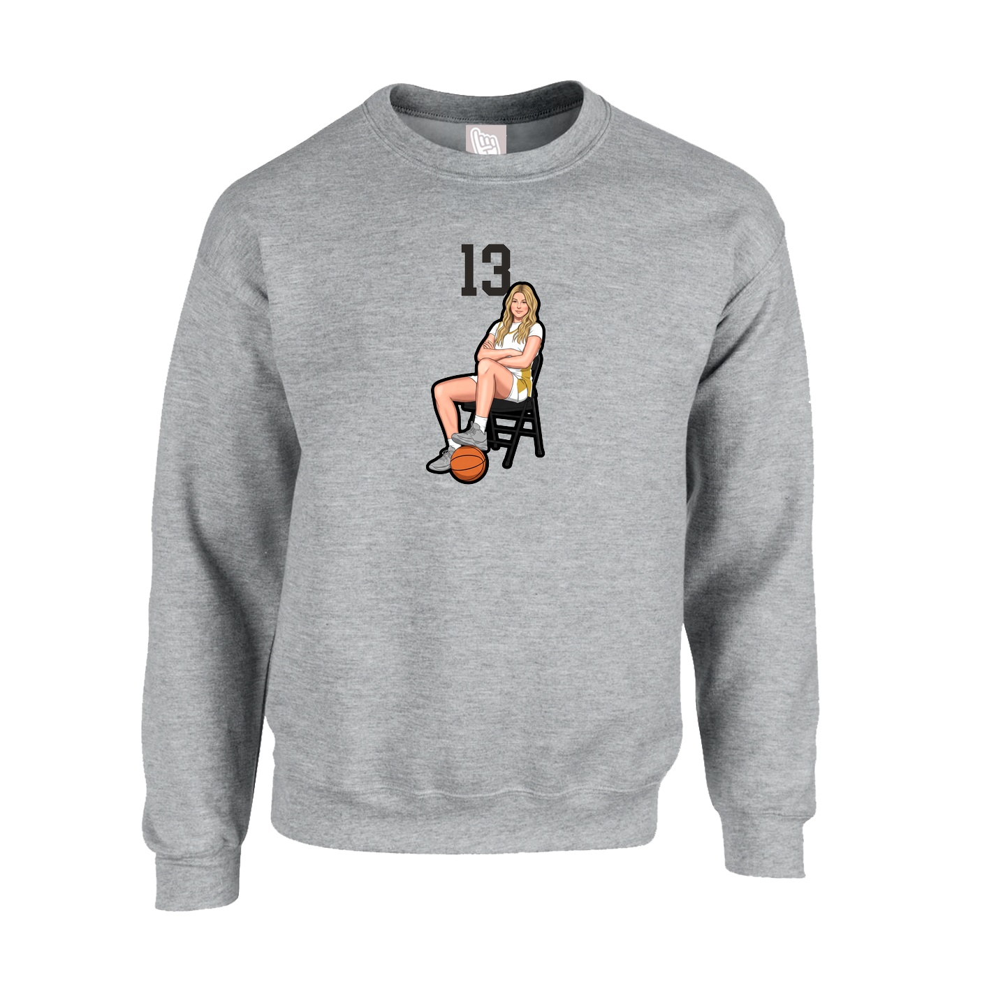 Fleece Crew — Number Top in Grey