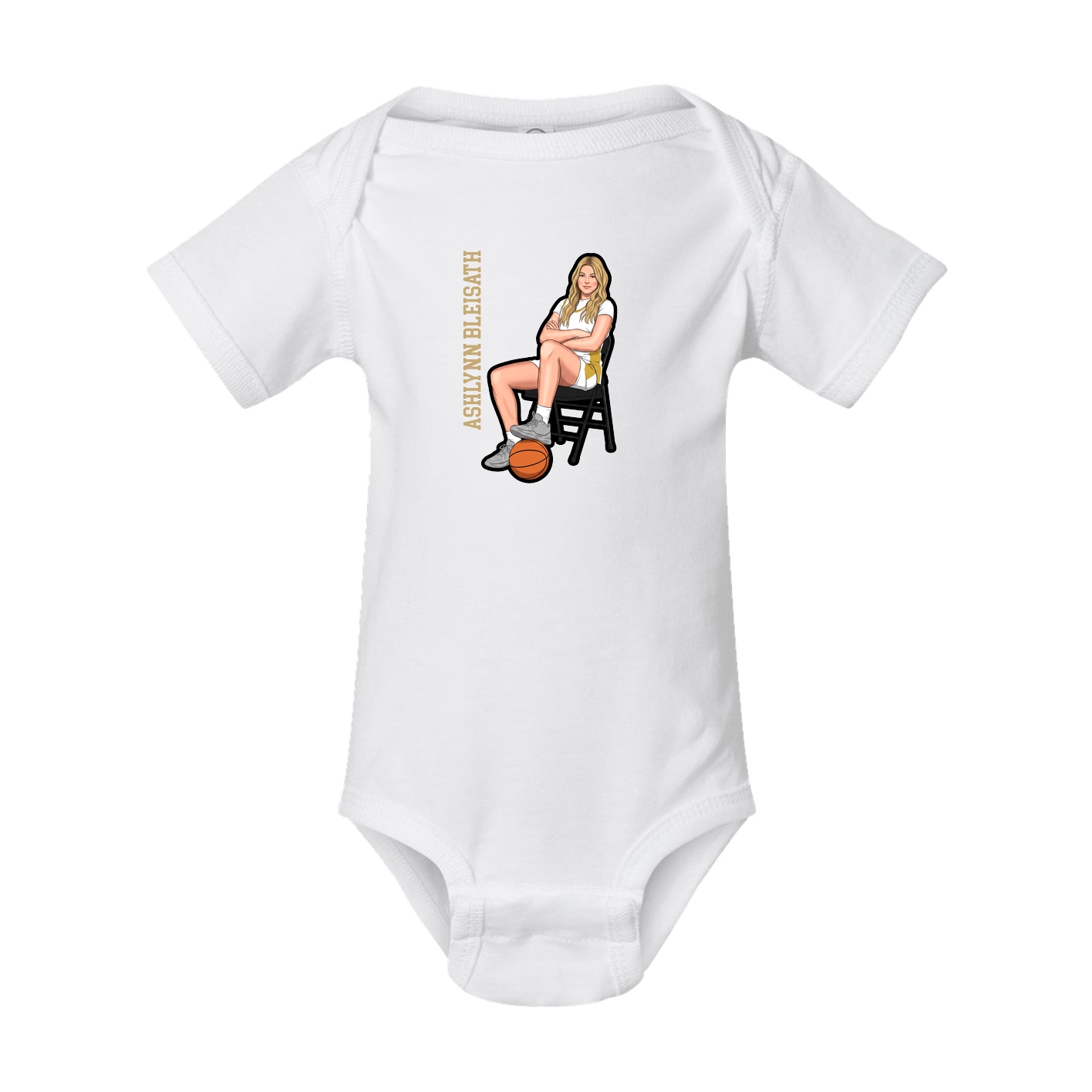 Baby Onesie — Name Vertical in White
