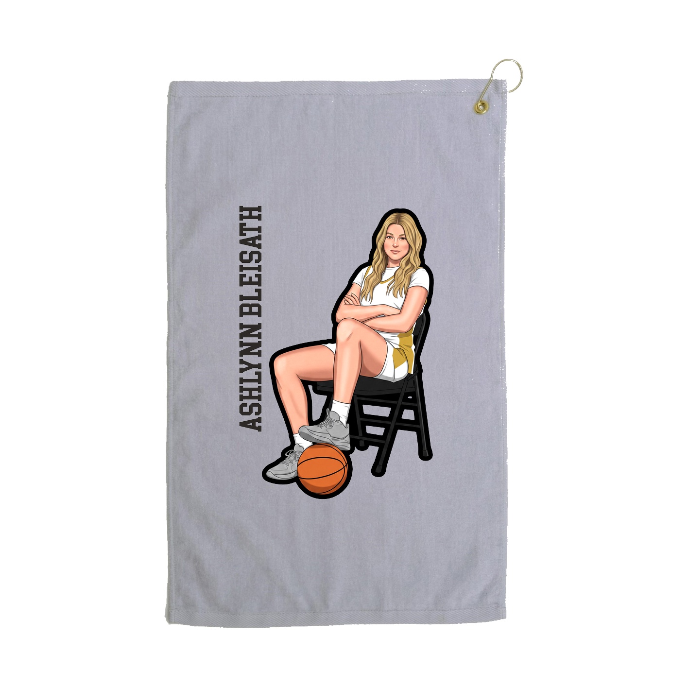 Golf Towel — Name Vertical in Grey