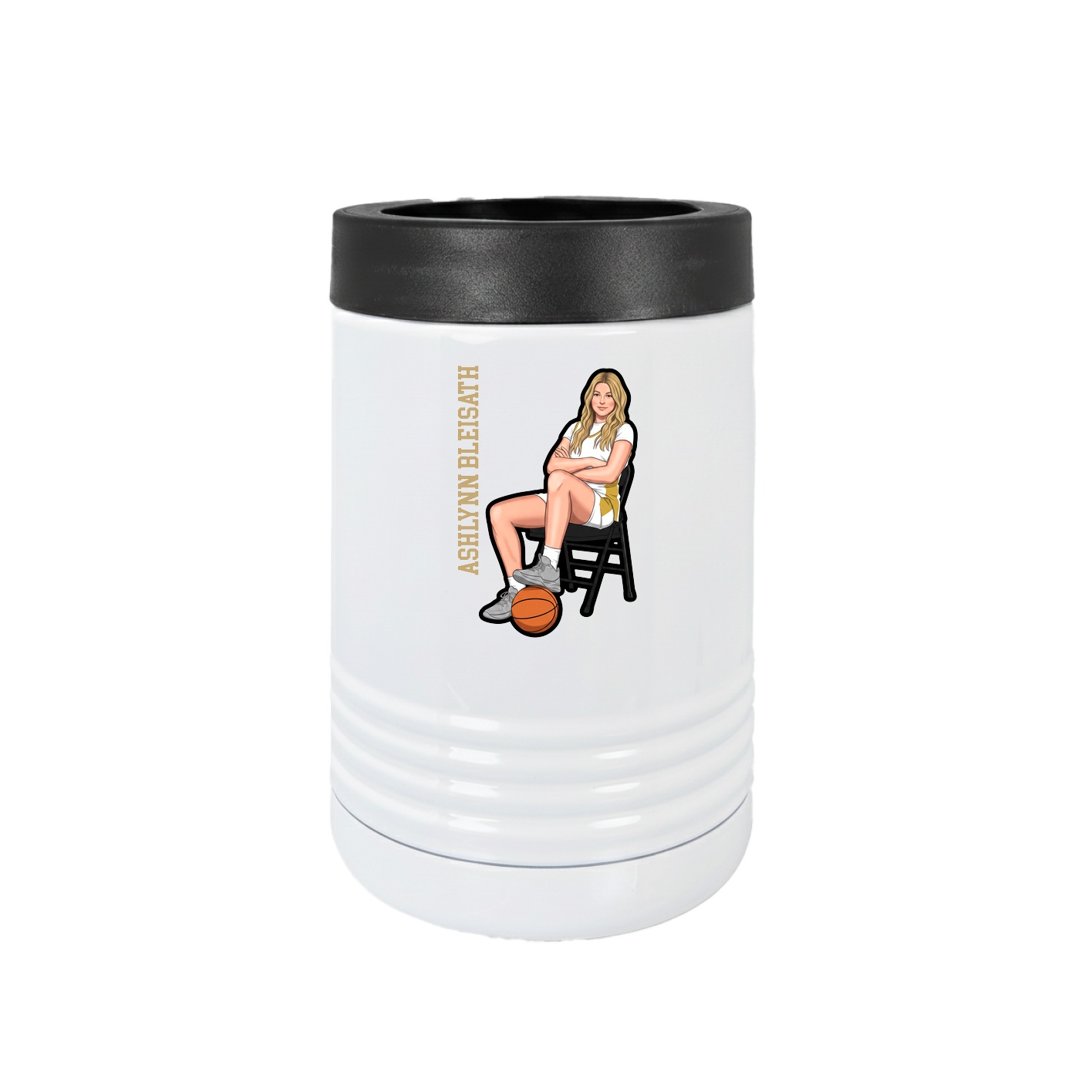 Beverage Holder — Name Vertical in White