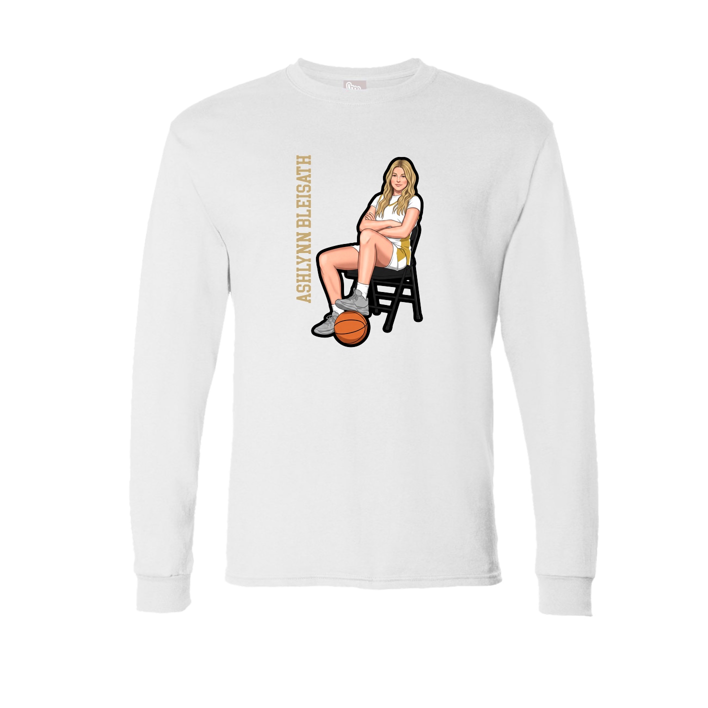 Long Sleeve Tee — Name Vertical in White