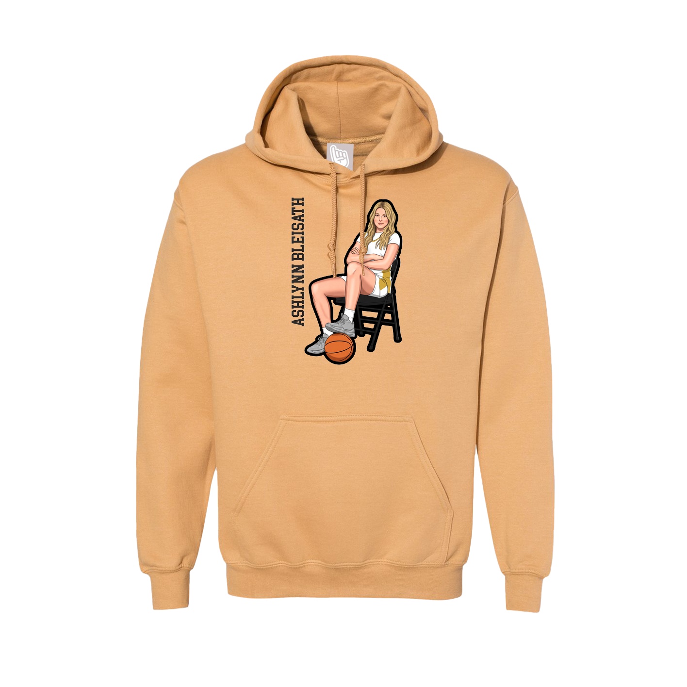 Hoodie — Name Vertical in Vegas Gold