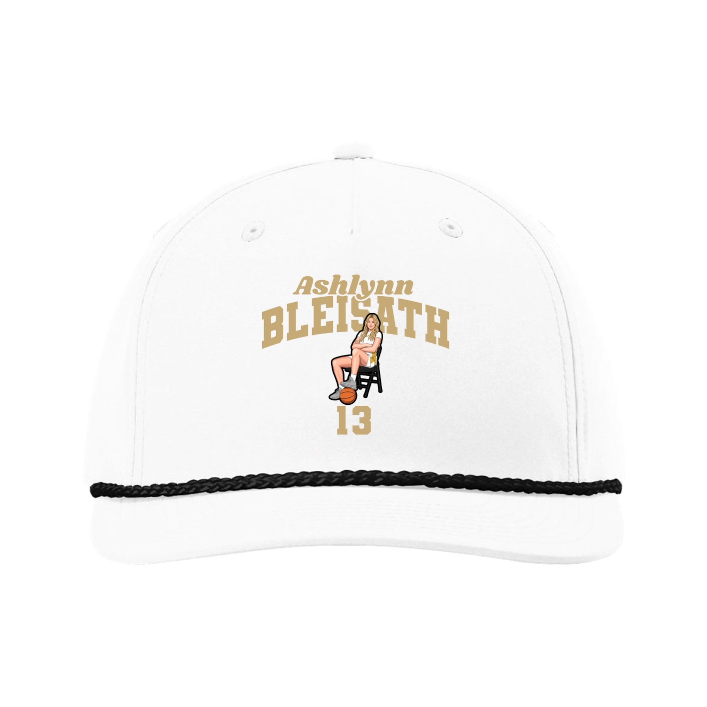 Five-Panel Classic Rope Cap — Signature Arch in White