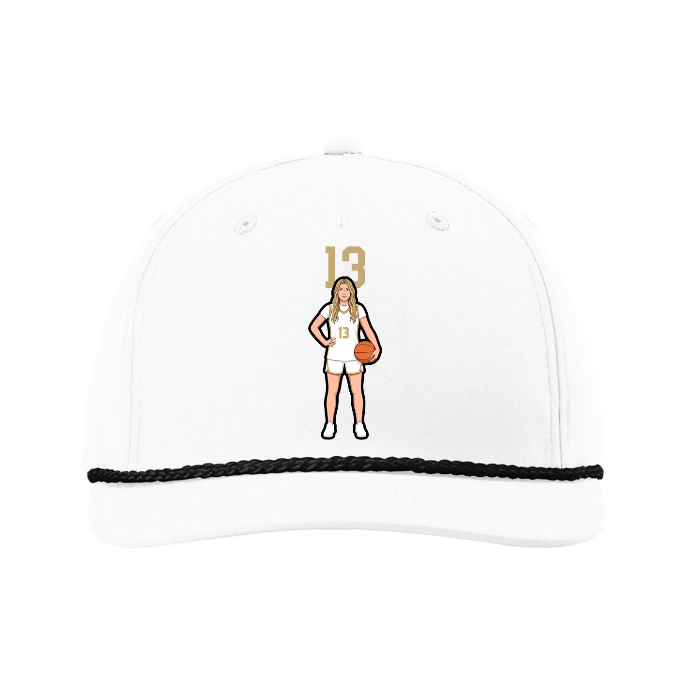 Five-Panel Classic Rope Cap — Number Top in White
