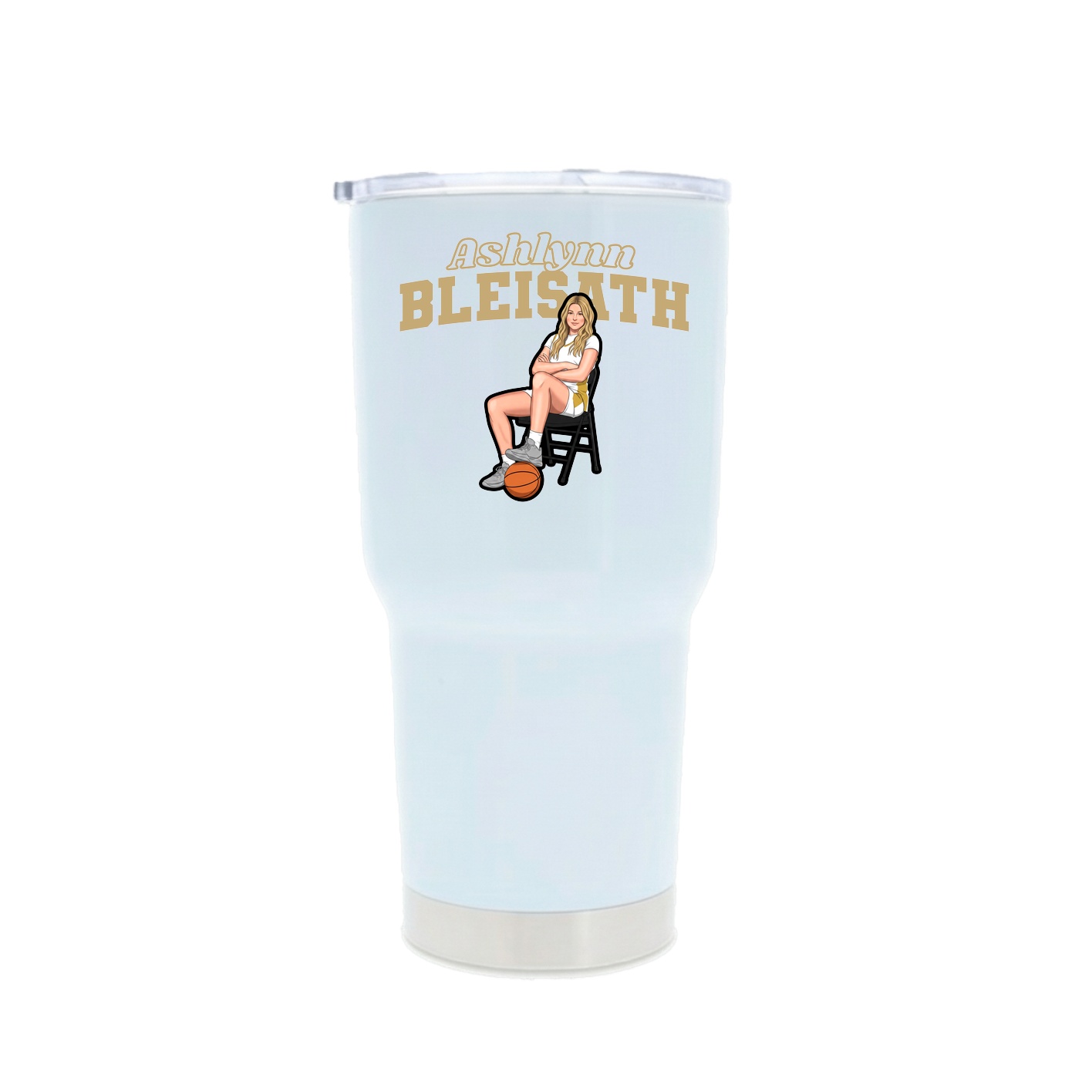 30oz Stainless Steel Tumbler — Name Arch in White