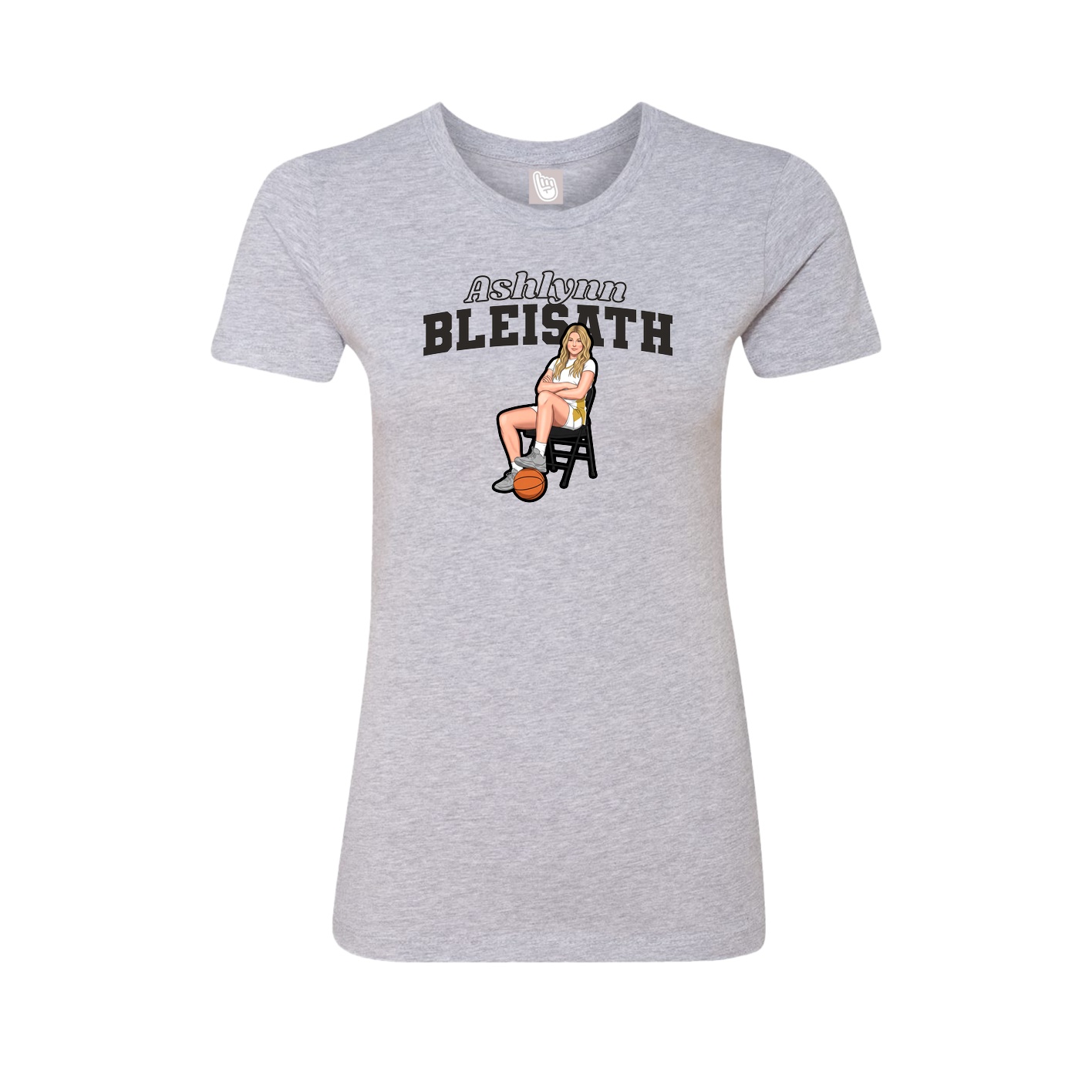 Fitted Women's Tee — Name Arch in Grey