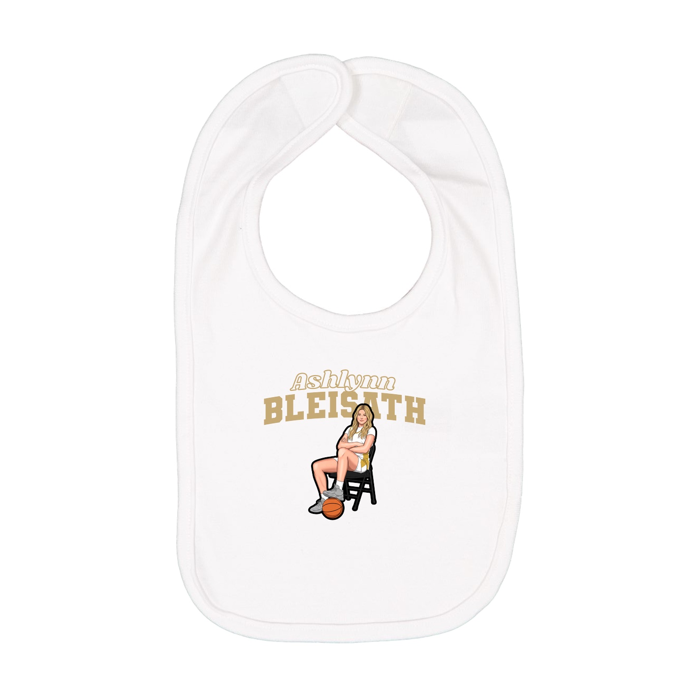 Infant Bib — Name Arch in White
