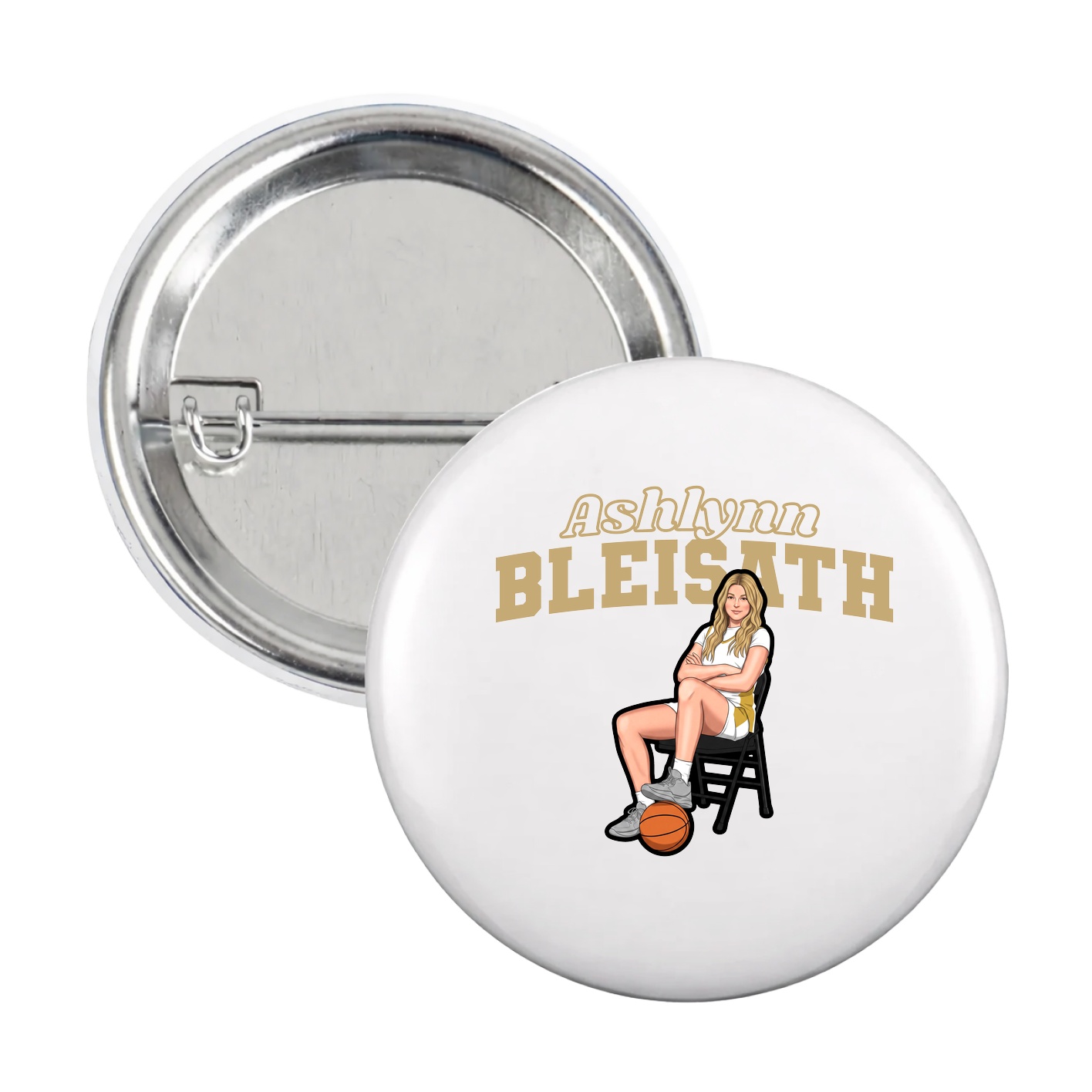 Game Day Button — Name Arch in White