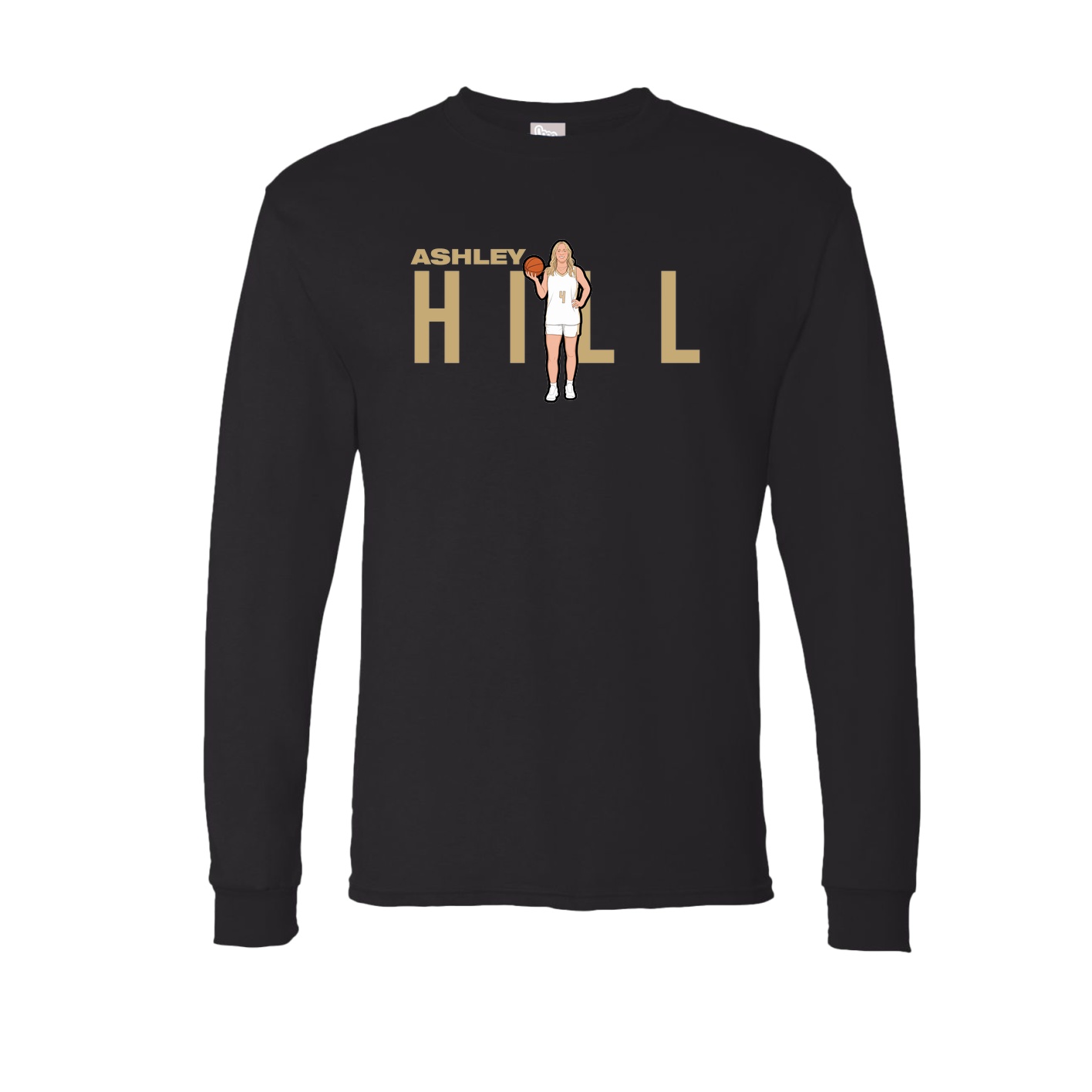 Long Sleeve Tee — Player Name in Black