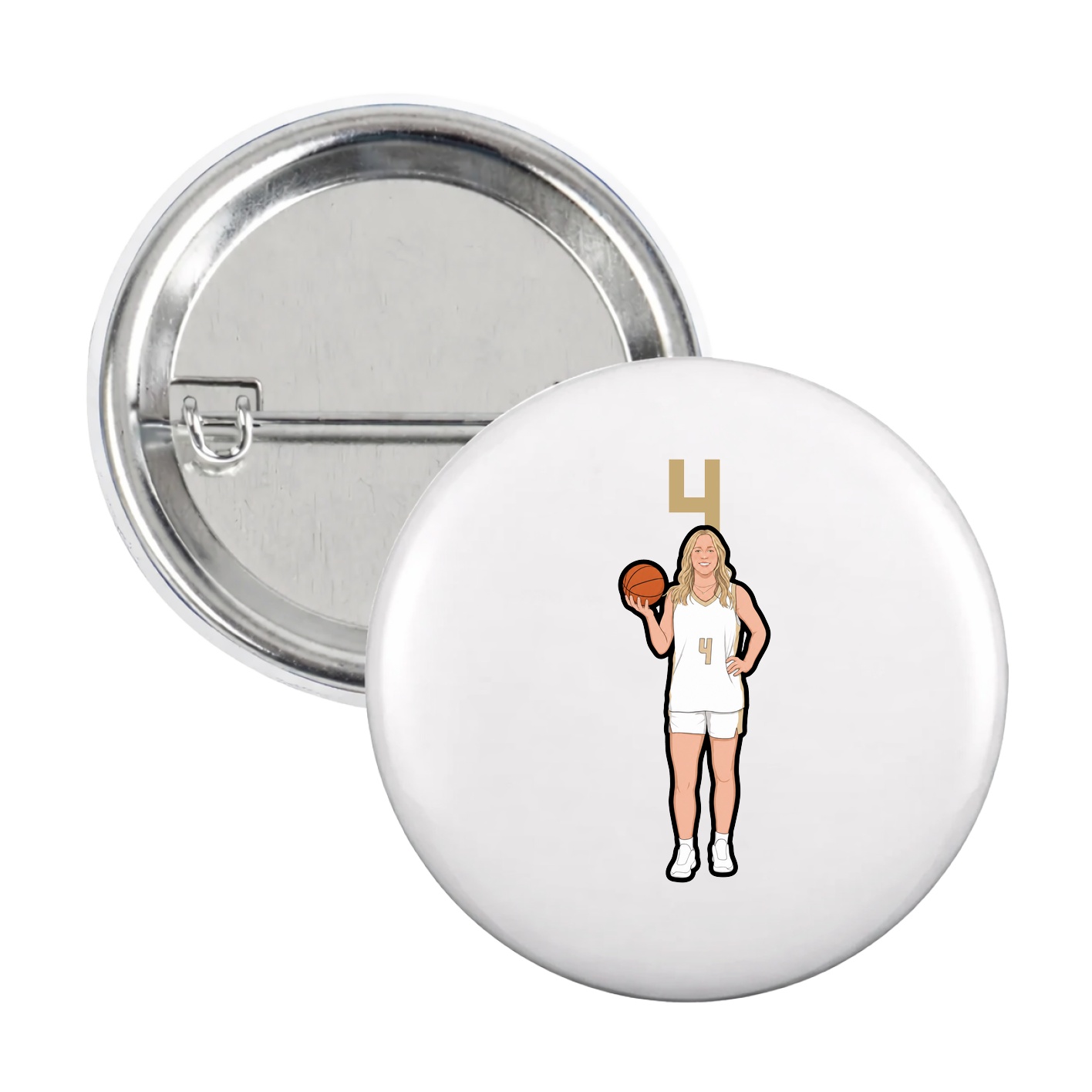 Game Day Button — Number Top in White