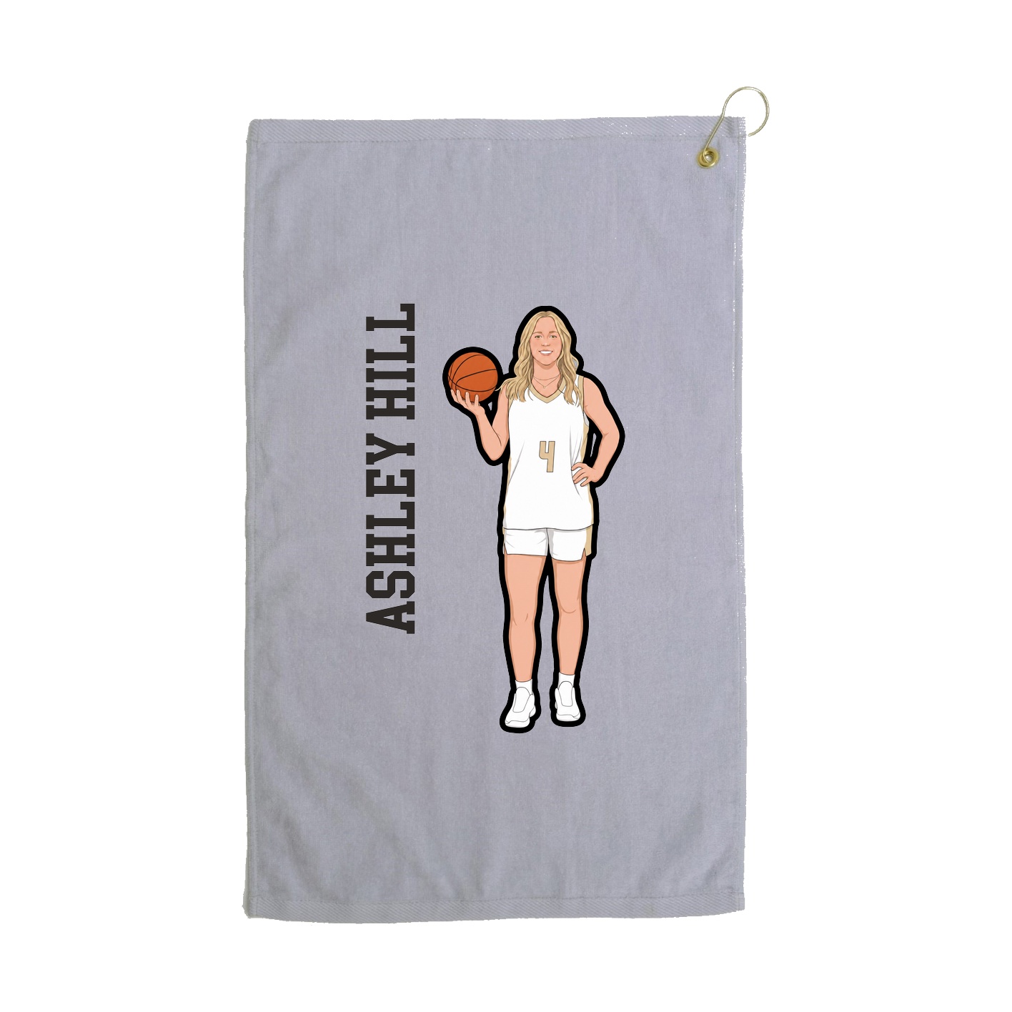Golf Towel — Name Vertical in Grey