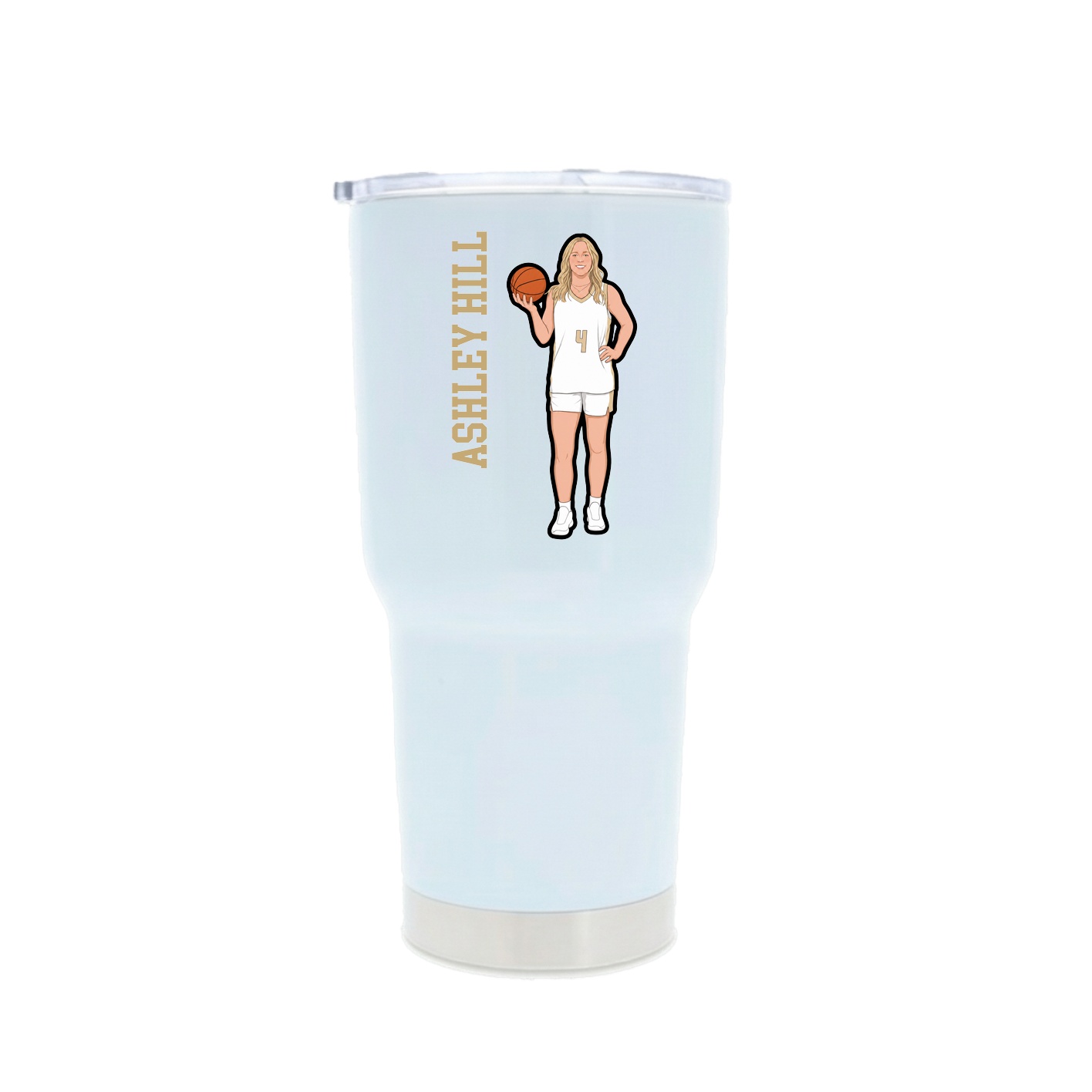30oz Stainless Steel Tumbler — Name Vertical in White